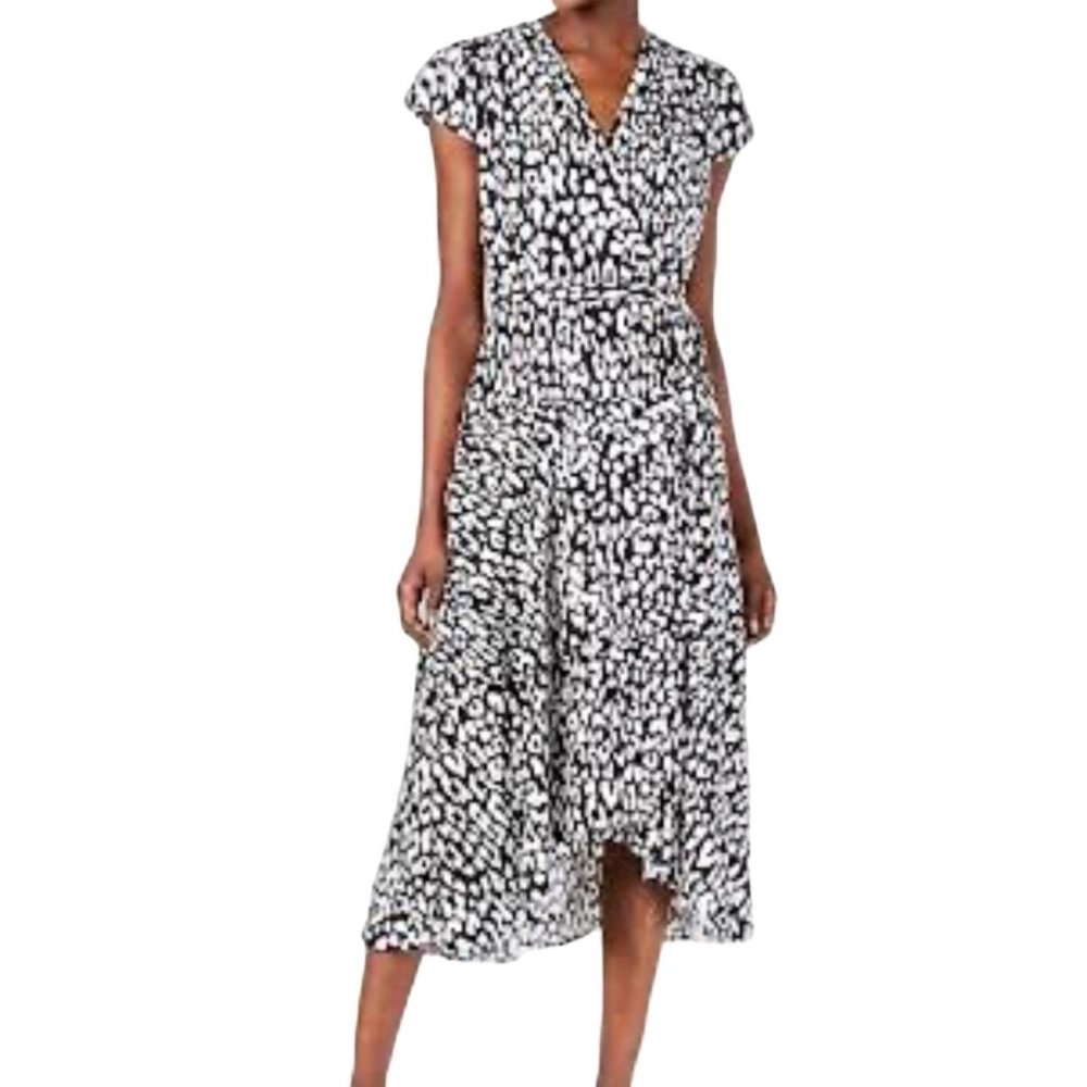 Calvin Klein Women's Cap‎ Sleeve Tiered Wrap Dress 8